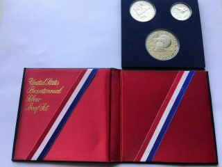 1776 - 1976 S Us Bicentennial 3 Coin 40 Silver Proof Set