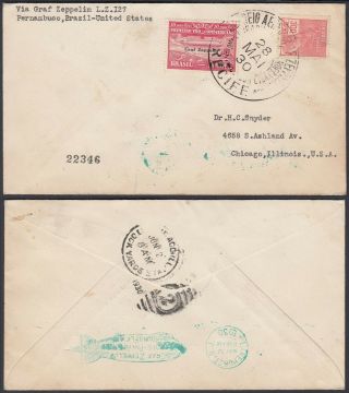 Brazil 1930 - Air Mail Cover - Zeppelin Flight Chicago Usa 30566/14