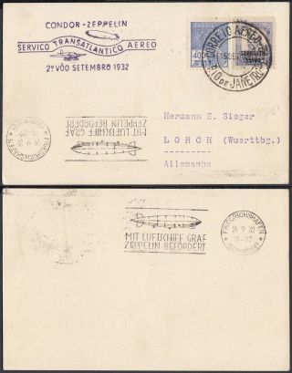 Brazil 1932 - Air Mail Postcard - Zeppelin Flight To Germany 30566/15