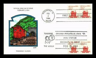 Us Cover Collins Hand Colored Cachet Railroad Caboose Transportation Fdc