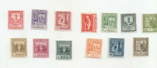 Spanish Andorra Stamps 15 - 27 Spain 13pc 1929