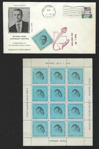 Frank Borman Local Post Cover And Local Post Block Of Stamps