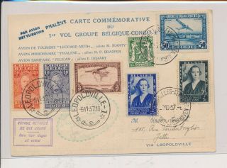 Lk52333 Congo Belgium 1937 To Jette Air Mail Cover