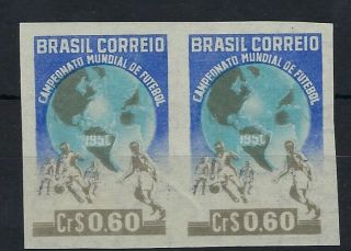 Brazil 1950 0.  60cr.  Imperf Pair Mnh