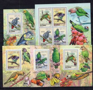 Congo - 2012 Parrots Birds On Postage Stamps Mnh M104