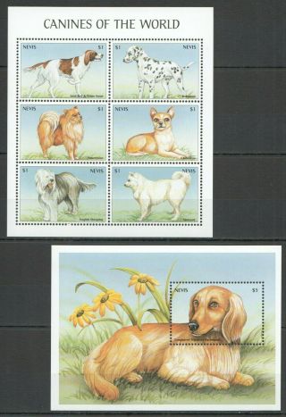 Y210 Nevis Fauna Pets Dogs Canines Of The World 1kb,  1bl Mnh