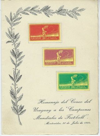 Uruguay 1924 Olympic Football Victory Yellow Paper Set In Special Folder