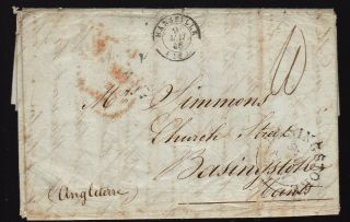 France 1845 Stampless Cover Marseille To Basingstore Great Britain
