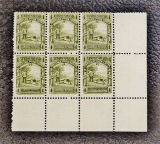 Nystamps Canada Newfoundland Stamp 64 Og Nh $65 Block Of 6