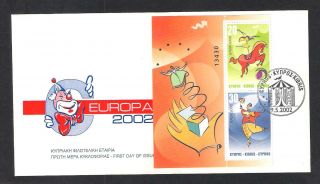 Cyprus 2002 Europa The Circus Rare Unofficial Fdc From Booklet Clown Horse