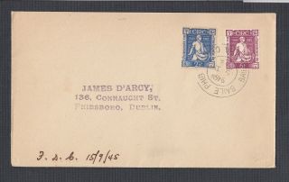 Ireland 1945 Thomas Davis Set First Day Cover Fdc To Dublin Cat €70