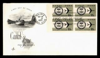 Dr Who 1971 Canal Zone Fdc 11c Airmail Booklet Pane Art Craft Cachet E45147