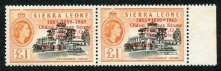 Sierra Leone Sg284b One Pound Variety 1853 1859 1963 In U/m Pair With Normal