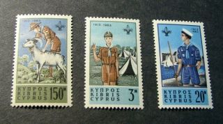 Cyprus Stamp Scott 224 - 226 Boy Scout Movement 1963 Mh L269