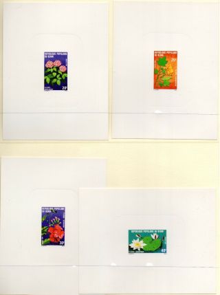 1979 Benin Flowers Set Of 4 Proof Sheets
