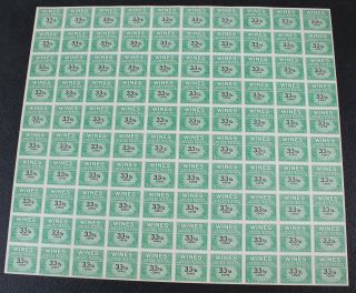 Ckstamps: Us Wine Stamps Scott Re188 Sheet.  100 Nh Ngai Cv$3500