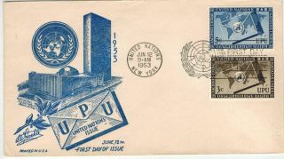 Staehle Combo 1953 United Nations Upu Universal Postal Union Blue Raised Print