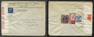 P323 - India 1941 Censored Cover To Usa.  Via China.  Perfins East Asiatic Co