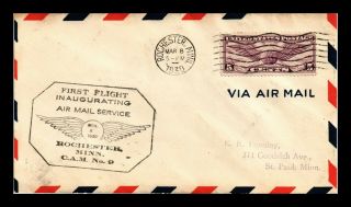 Dr Jim Stamps Us Rochester Cam 9 First Flight Air Mail Cover Dual Cachet