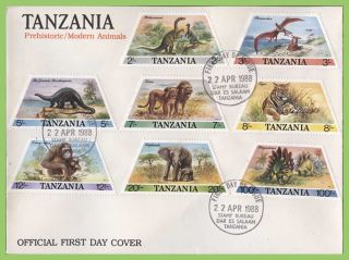 Tanzania 1988 Prehistoric And Modern Animals Set On First Day Cover