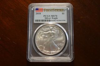 2018 American Silver Eagle $1 Ms70 Pcgs First Strike Fs Certified