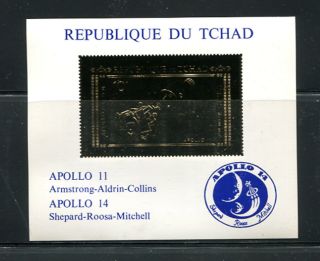 Chad 239ab Space Apollo Gold Foil Card 1971 Mnh - D230