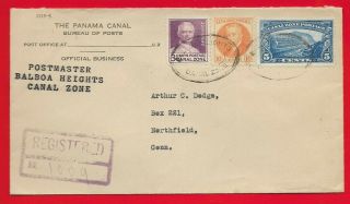 Canal Zone 1935 Registered Cover Balboa Heights To Northfield,  Conn.  Usa