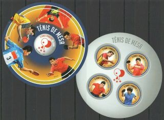St1802 2013 S.  Tome & Principe Sport Table Tennis Ping Pong Kb,  Bl Mnh Stamps