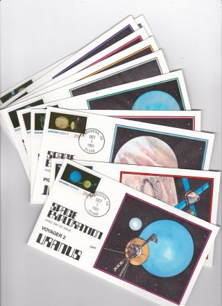Space Exploration First Day Of Issue Set Of 10 1991 Collins Hand Painted
