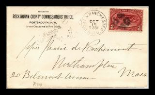 Dr Jim Stamps Us Portsmouth And Manchester Rpo Railroad Post Office Cover
