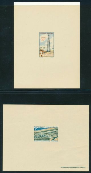 Malagasy 1962 Oil Well And 1972 Oil Refinery Proof Cards