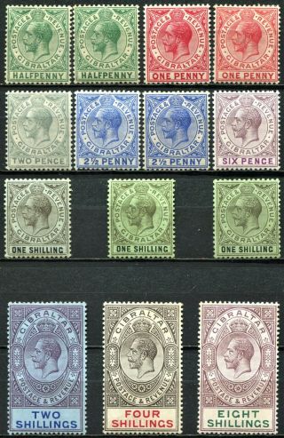 Gibraltar 1912,  Sg 76 - 84,  Inc 76a,  77a,  79b,  81b & 81c,  Hinged,  Cv £320