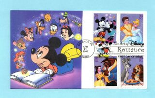 U.  S.  Fdc S 4025 - 4028 H&m Cachet - The Complete Set Of The Art Of Disney Romance