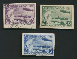 Russia Stamps 1931 Ussr North Pole Issue Zeppelins,  C26/7 & 29,  Vf