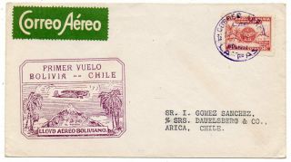 1934 Bolivia To Chile First Flight Cover,  Lloyd Aereo Boliviano Cancel
