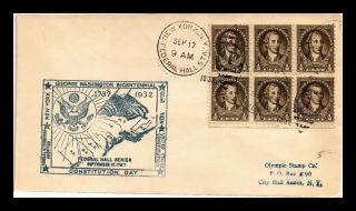 Dr Jim Stamps Us Constitution Day George Washington Bicentennial Cover 1932