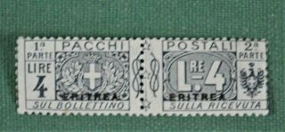 Eritrea Italy Stamps Overprint 1916 Parcel Post 4l Slate Pair Sg P60 H/m (p31)