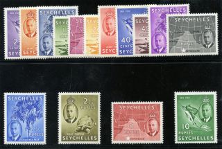 Seychelles 1952 Kgvi Set Complete Mlh.  Sg 158 - 172.  Sc 157 - 171.