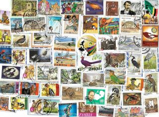 Zambia - Selection Of Stamps On Paper From Kiloware