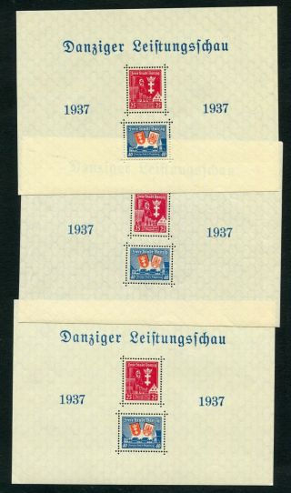 Germany 1937 - Selection Minisheets Danzig,  12 X Mnh,  3 X Mh,  8x Canc Not Hinged