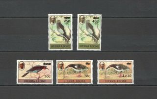 O193 1984 Sierra Leone Fauna Birds Overprint 759 - 63 Michel 15 Euro 1set Mnh