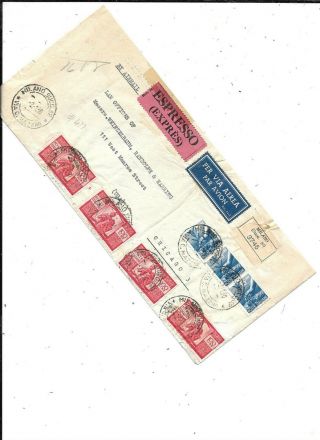Italy Registered Air Cover To Us With 100 Lire Red Stamps (4)