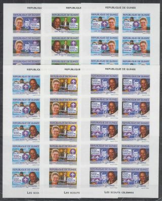 L936.  10x Guinea - Mnh - Famous People - Space - Scouts - Full Sheet - Imperf
