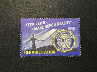 Gandg Us Poster Cinderella Stamp 1956 American Legion Rehabilitation Keep Faith