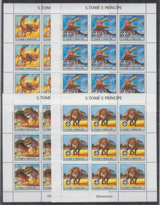 V690.  9x Sao Tome E Principe - Mnh - Nature - Dinosaurs - Scouts - Full Sheet