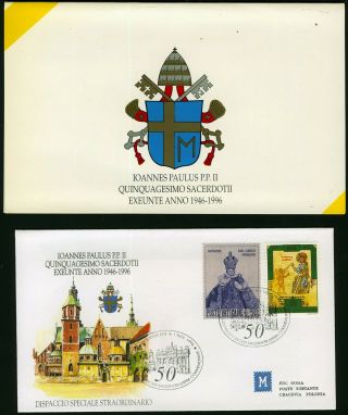 Vatican City Stamps Pope John Paul Ii 1996 50th Annv As Priest 3 Event Covers