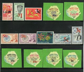 Sierra Leone 286 - 299 1965 Issues Of 1961 - 64 Surcharged Vf Nh O.  G