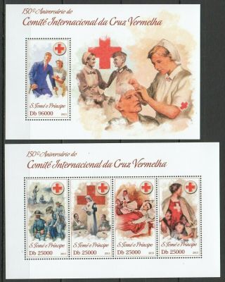 St1783 2013 S.  Tome & Principe Organizations Red Cross Kb,  Bl Mnh Stamps