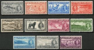 Newfoundland 1937 Kgvi Coronation Set Of Stamps Value To 48c Hinged