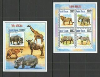 St1245 2013 Guinea - Bissau African Fauna Wild Animals Kb,  Bl Mnh Stamps